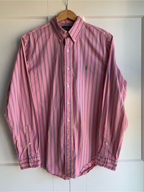 Ralph Lauren Long Sleeve Shirt Multi-Stripe Button-Down mens custom fit size L